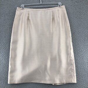 Kasper Womens 12 Petite Champagne Knee Straight Texture Shimmer Suit Office Work